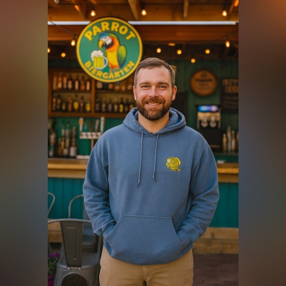 Rehoboth Beach Parrot Beach House Biergarten Blue Graphic Hoodie – Men’s XL - Picture 3 of 4